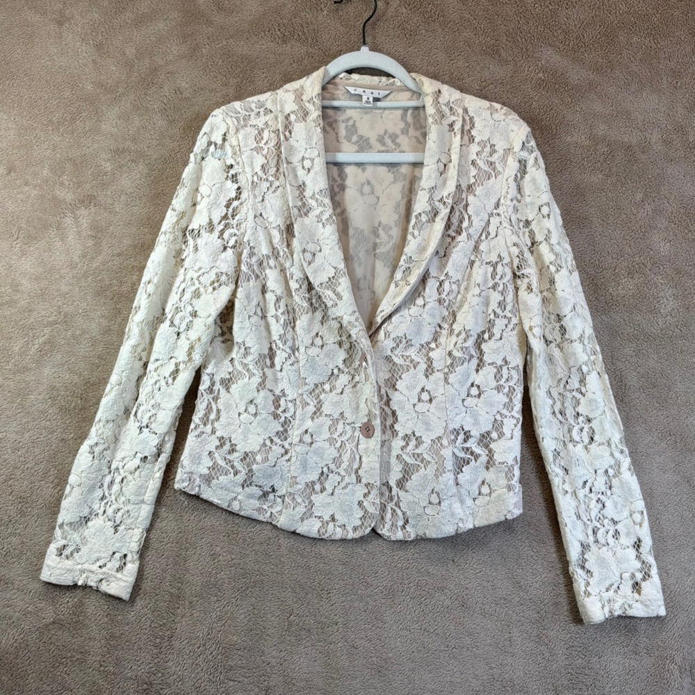 Cabi Ivory Floral Lace Blazer SZ 8‎ Jacket Fairy Coquette EUC